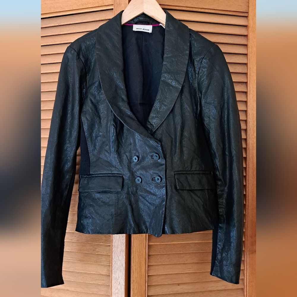 DKNY Lamb Leather Jacket Women Size S